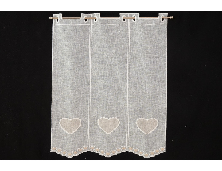 Creme heart window curtain