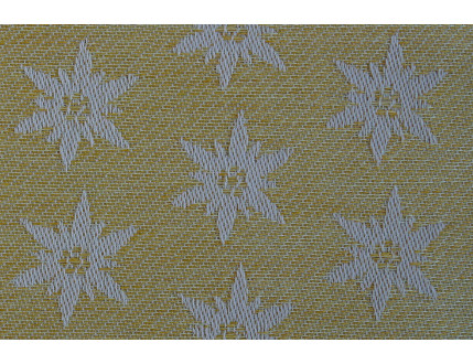 Gelbe Tischdecke mit Edelweiß und Fransensaum